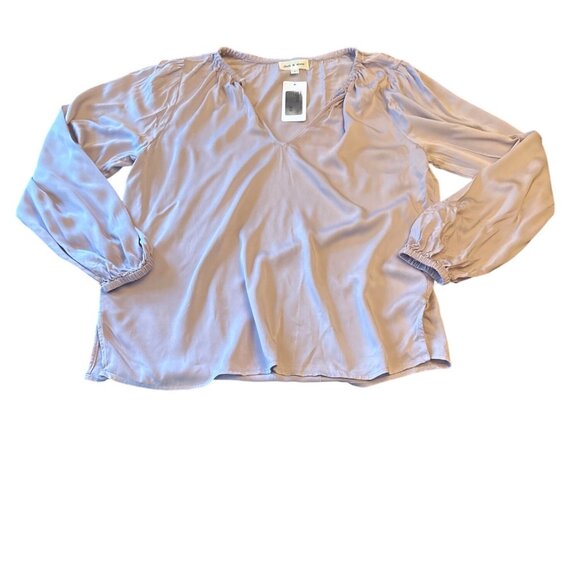 NWT Cloth & Stone Lavender EcoVero Luxe Satin Blouse Large - Picture 1 of 6